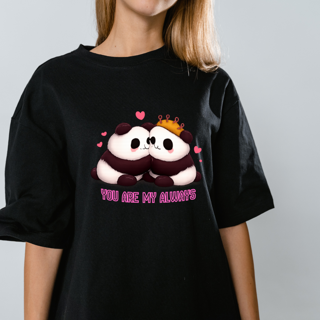 Valentine Special Panda T-Shirts for Your Girlfriend/Boyfriend || Cotton T-Shirts.