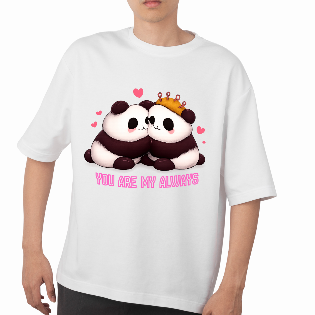 Valentine Special Panda T-Shirts for Your Girlfriend/Boyfriend || Cotton T-Shirts.