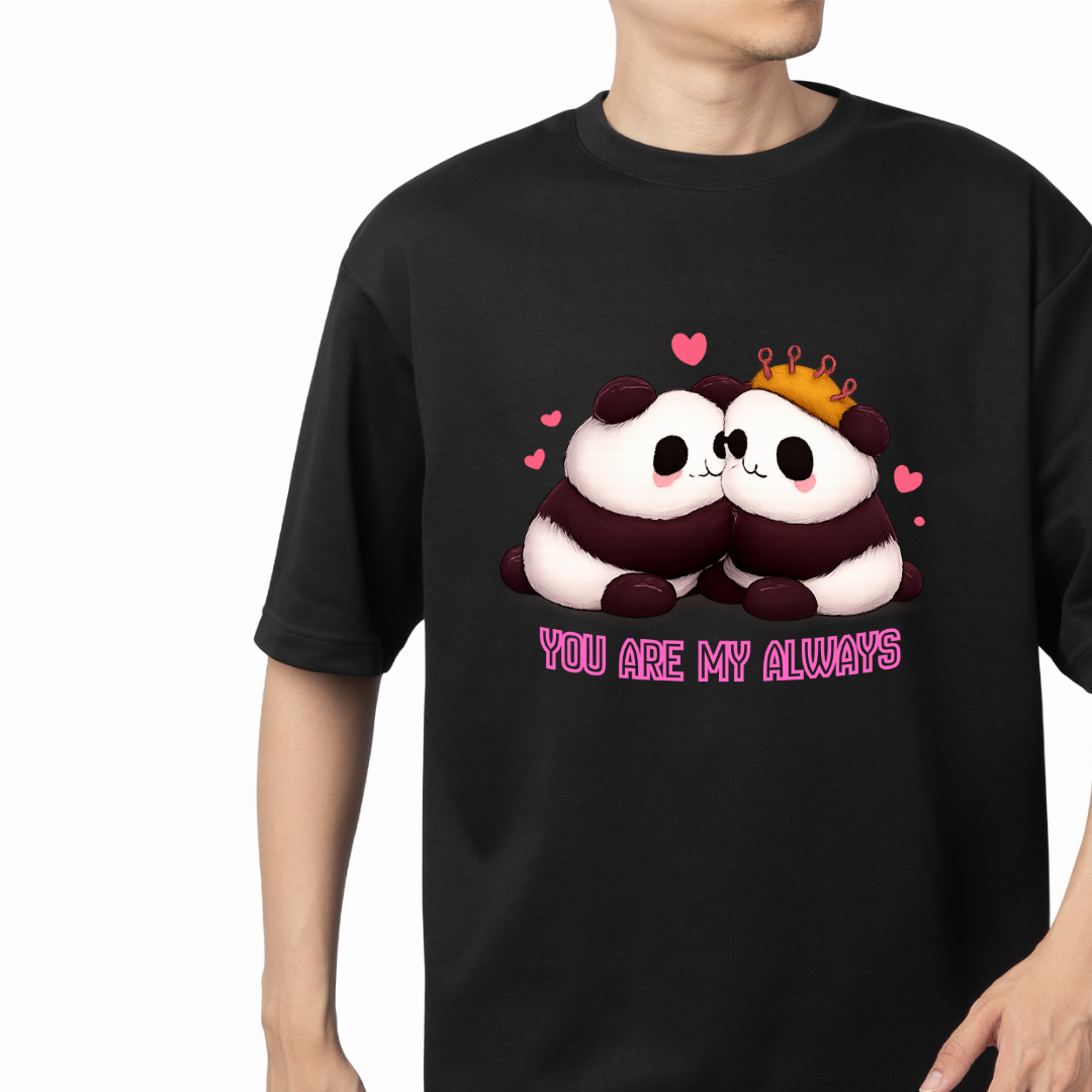 Valentine Special Panda T-Shirts for Your Girlfriend/Boyfriend || Cotton T-Shirts.