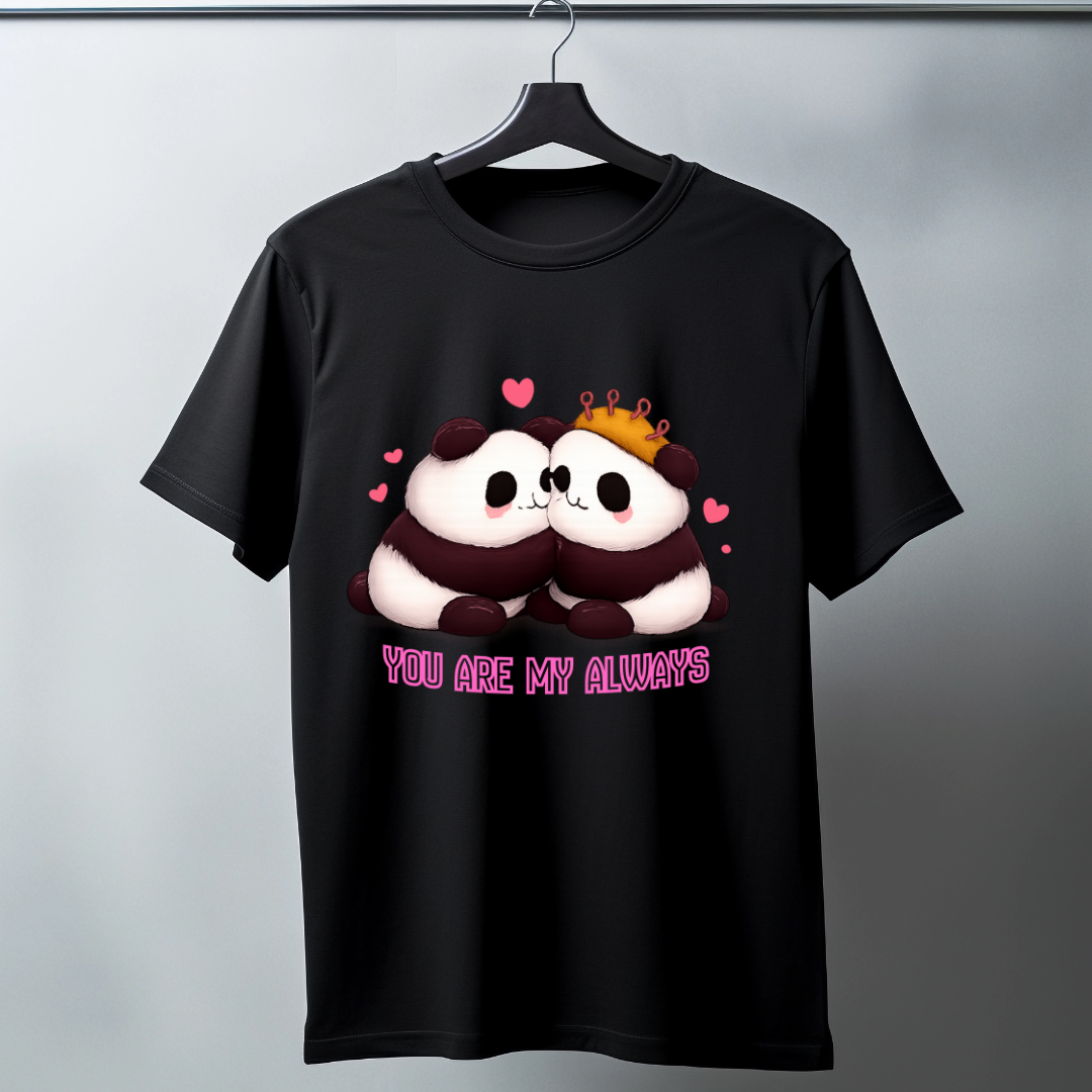 Valentine Special Panda T-Shirts for Your Girlfriend/Boyfriend || Cotton T-Shirts.