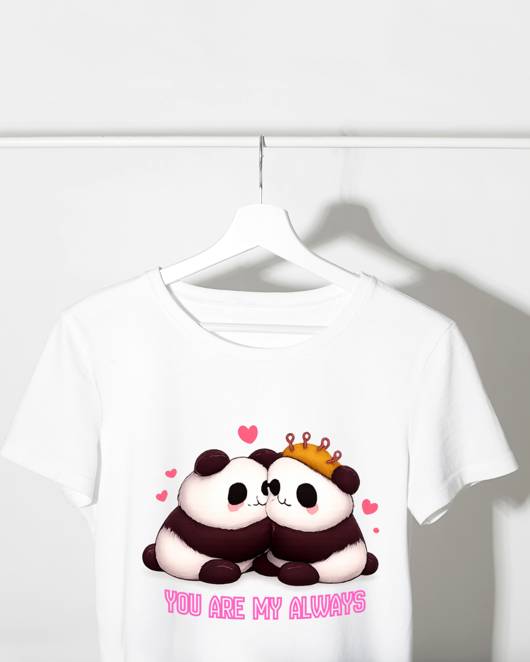 Valentine Special Panda T-Shirts for Your Girlfriend/Boyfriend || Cotton T-Shirts.