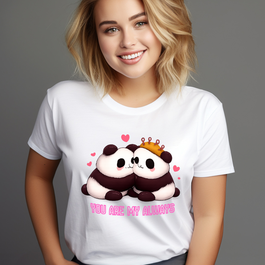 Valentine Special Panda T-Shirts for Your Girlfriend/Boyfriend || Cotton T-Shirts.